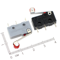 Фотография Микропереключатель 20х7мм с роликом (3 ноги), U=250V, I=5A, ON - ON без фиксации