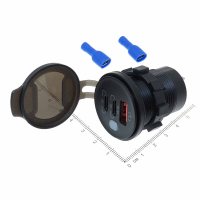 Фотография АЗУ врезное 1xUSB QС 3.0, 2xType-C PD20W с выключателем CR1050 (S613), функция быстрой зарядки