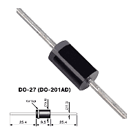 Фотография HER507    DO-201AD (DO-27),   Ultrafast <70ns, Vrrm(Vz)=800V, If(Izm)=5A, Vf=1,7V