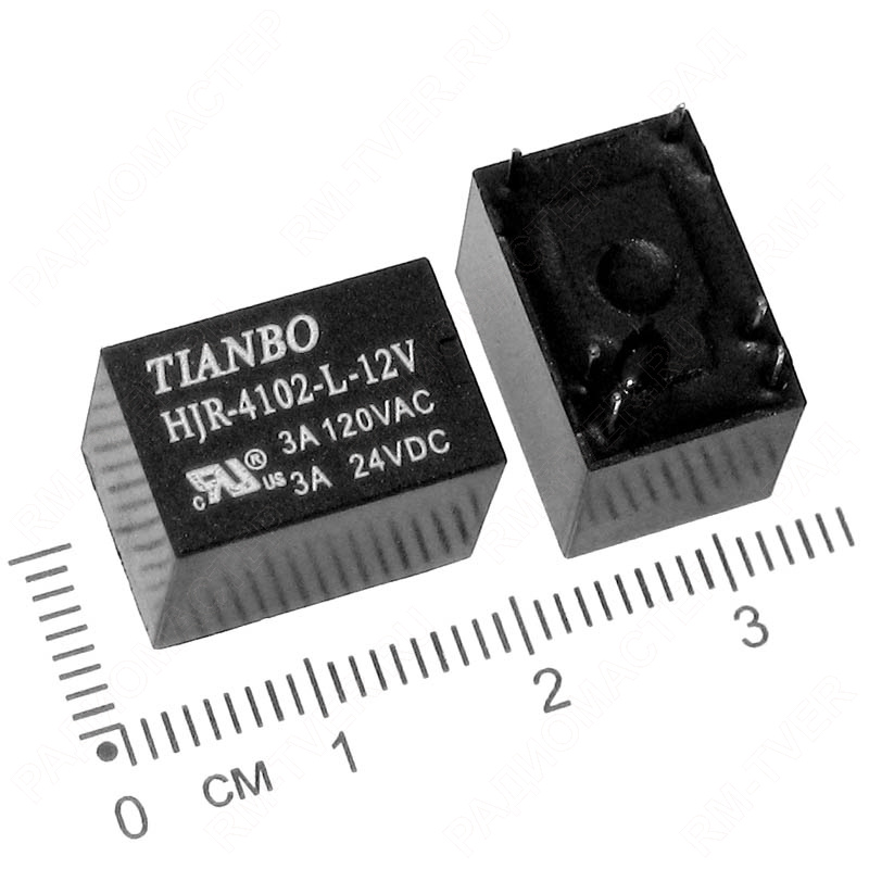 картинка Реле  12V HJR-4102 L-12V 3A 120V (Контактный набор: 1 перекл., 2+4 ноги) от магазина "РадиоМастер"