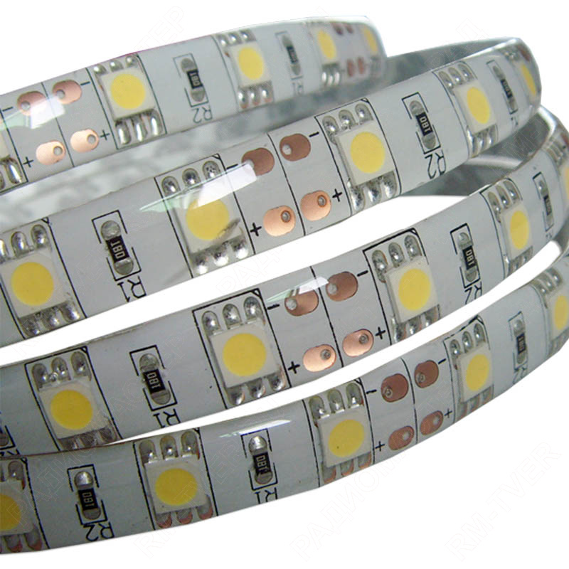 картинка Лента 5050, 24V, 65W, 60 св/м, в силиконе IP65, белая холодная 5800-6100K, 3600-4050Lm/5m от магазина "РадиоМастер"