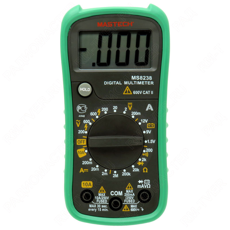 картинка Мультиметр Mastech MS8238  (V , Ом, 10A, Diode tes,1.5V,9V,12V)  от магазина "РадиоМастер"