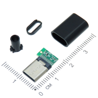 Фотография USB Type-C (USB-C, USB 3.1-24) штекер на шнур под пайку