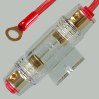 Фотография Держатель предохранителя 1 AGU "позолоченный" с кабелем 6мм2 0.3м, клеммой типа "О", предохранителем