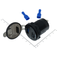 Фотография АЗУ врезное 1xUSB, 5V, max. 18W, QUICK CHARGER 3.0 с вольтметром и выключ. 20-0067 (69)