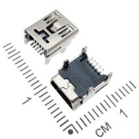 Фотография Mini USB-5SD Гнездо, на плату, SMD, но крепление DIP (RST232)