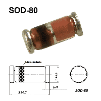 Фотография LL4148 (1N4148)    SOD-80,   Импульсный, Vrrm(Vz)=100V, If(Izm)=0,15A, Vf=0,7V