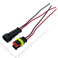 Фотография Разъёмы герметичные Штекер+Гнездо, 2pin, DJ7021-1,5 (АВТО), с проводами 12-0002