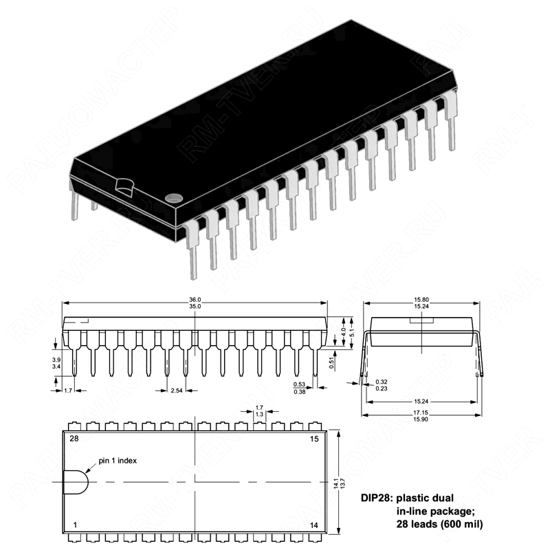 картинка M206B1    DIP-28-600,   TV - процессор от магазина "РадиоМастер"