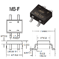 Фотография MB6F    MB-F,   Мост, Vrrm(Vz)=600V, If(Izm)=0,8A, Vf=1V