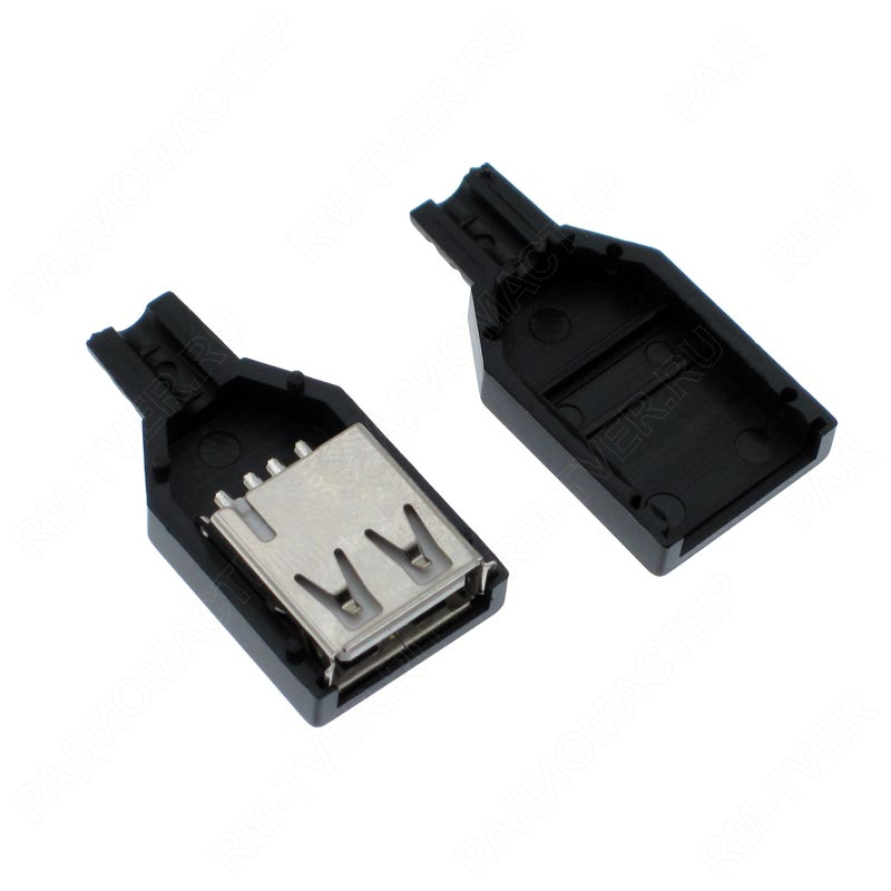 картинка USB A-FPB Гнездо в корпусе, на шнур от магазина "РадиоМастер"