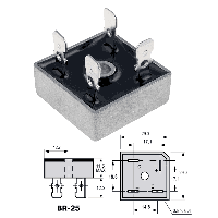 Фотография KBPC5010 (MB5010)    MB-25 (BR-25),   Мост, Vrrm(Vz)=1 000V, If(Izm)=50A, Vf=1,2V